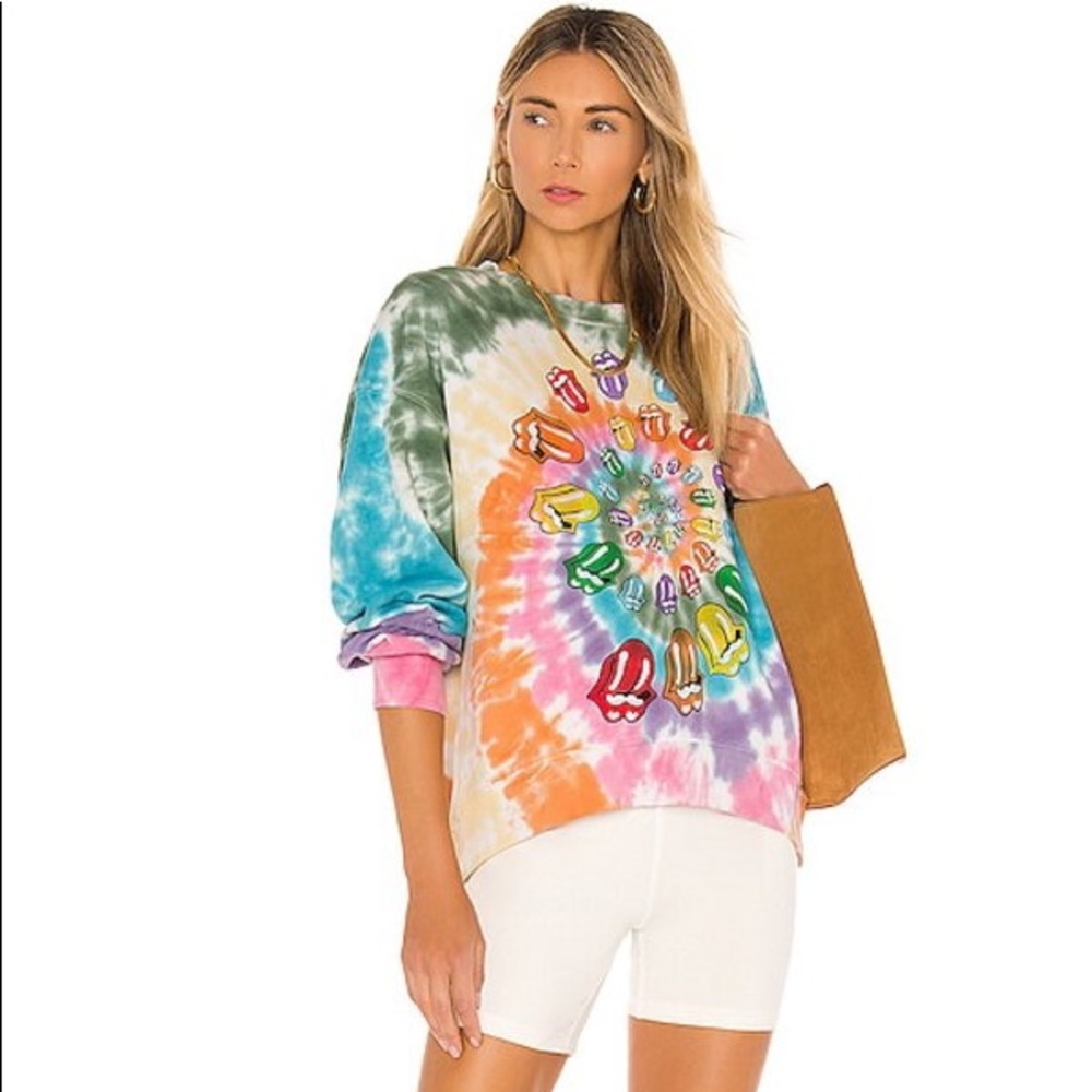 Daydreamer X Revolve Rolling Stones Rainbow Tie Dye Sweater